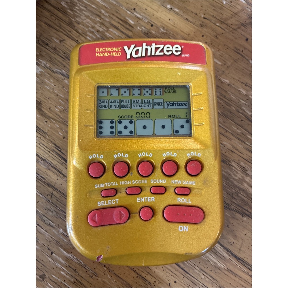 Hasbro 2002 Vintage Yahtzee Handheld Pocket Electronic Game Gold